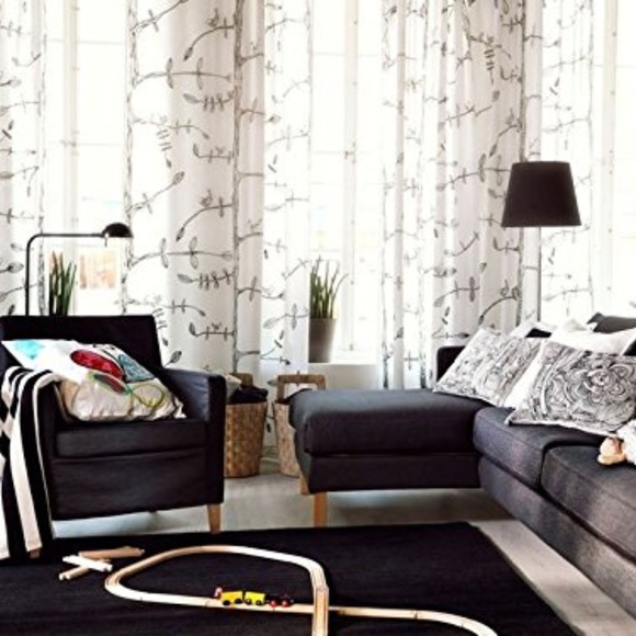 Ikea Accents White Black Bird Branch Curtains Drapes Eivor